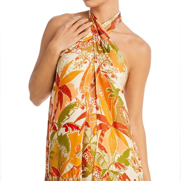 New FARM Rio Leopard Forest Fringed Halter Dress - Picture 7 of 7